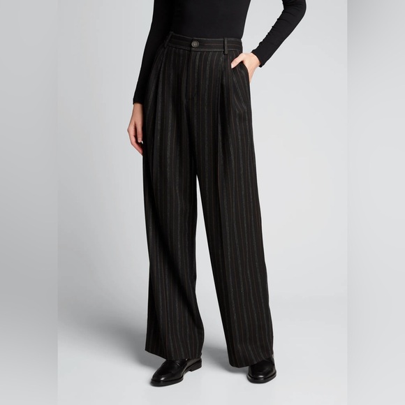 Vince High Rise Wide Leg Striped Trouser Pants Size 14 - Picture 2 of 9